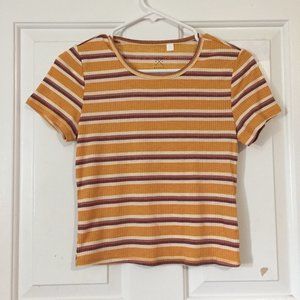 Pacsun Striped Orange and Brown Baby Tee